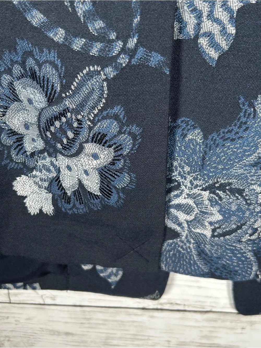 Chico’s Floral Jacquard Navy Jacquard Office Evening Jacket 3= XL NEW